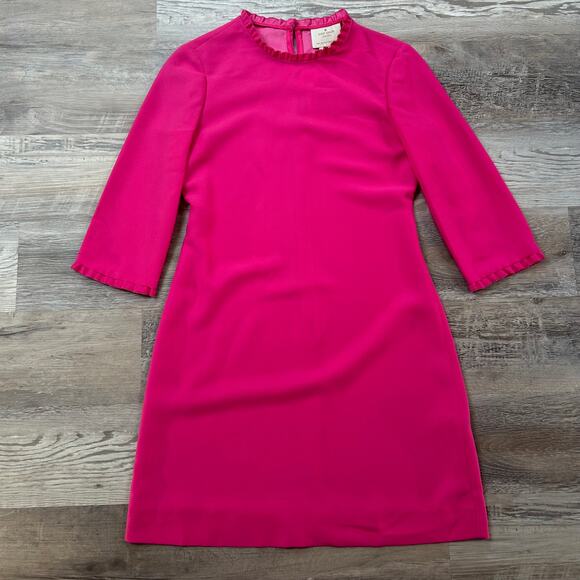 NWT Kate Spade Pink Ruffle Collar Mini Dress – Mod Shift Cocktail Look - Picture 2 of 9